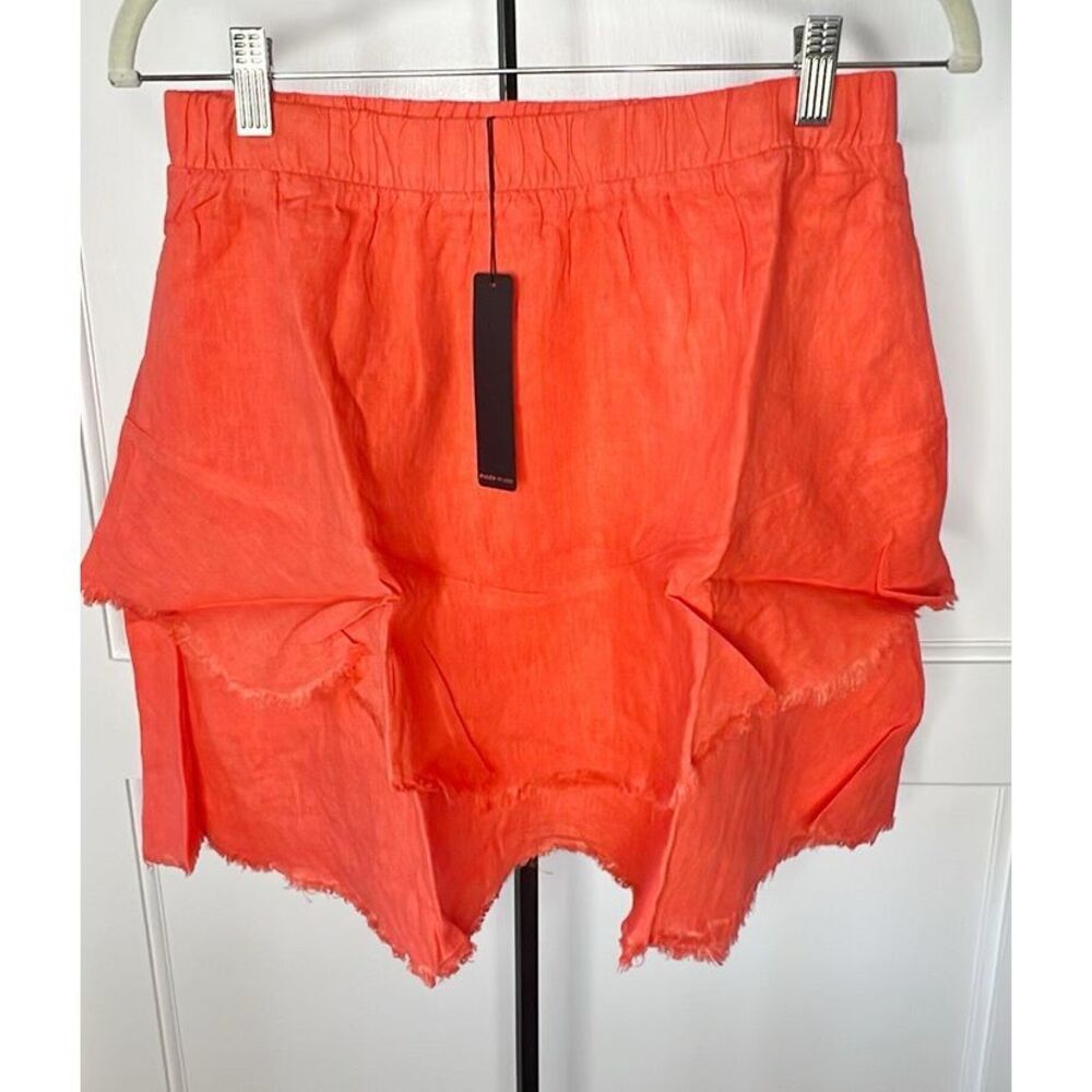 Revolve Krisa Linen Ruffle Mini Skirt in Fanta Nwt Size Large